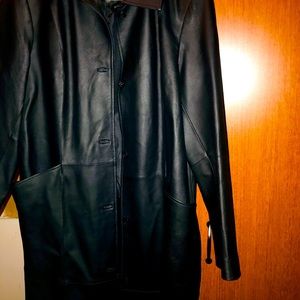 Black leather coat
